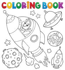 Canvas Print - Coloring book space topic collection 1