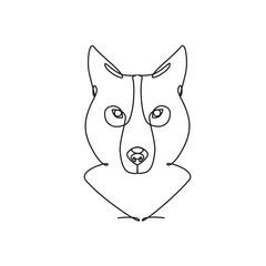 Sticker - Dog one line drawing on white isolated background. Vector illustration