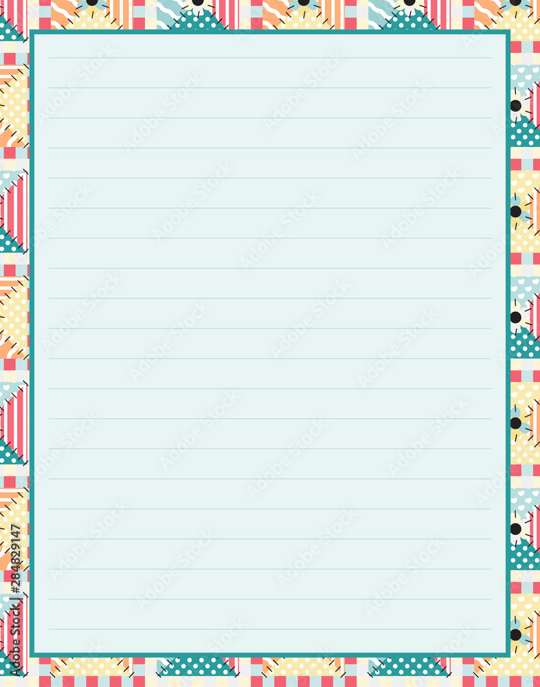 Vector printing paper note, optimal A4 size. Kawaii paper blank for ...