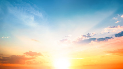 Wall Mural - world environment day concept: orange cloudy sky background