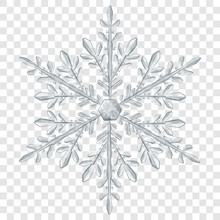 Big Complex Translucent Christmas Snowflake In Gray Colors For Use On Light Background. Transparency Only In Vector Format