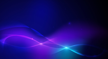 Aufkleber - Vector illustration smooth lines in dark blue color background. Hi tech digital technology concept. Abstract futuristic, shiny lines background