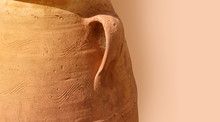 Close-up Greek Terracotta Amphora As Background