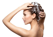 Beautiful Woman Soaping The Brown Hair