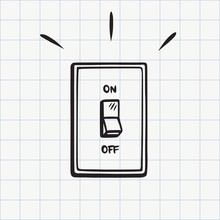 Light Switch Doodle Icon. Hand Drawn Sketch In Vector