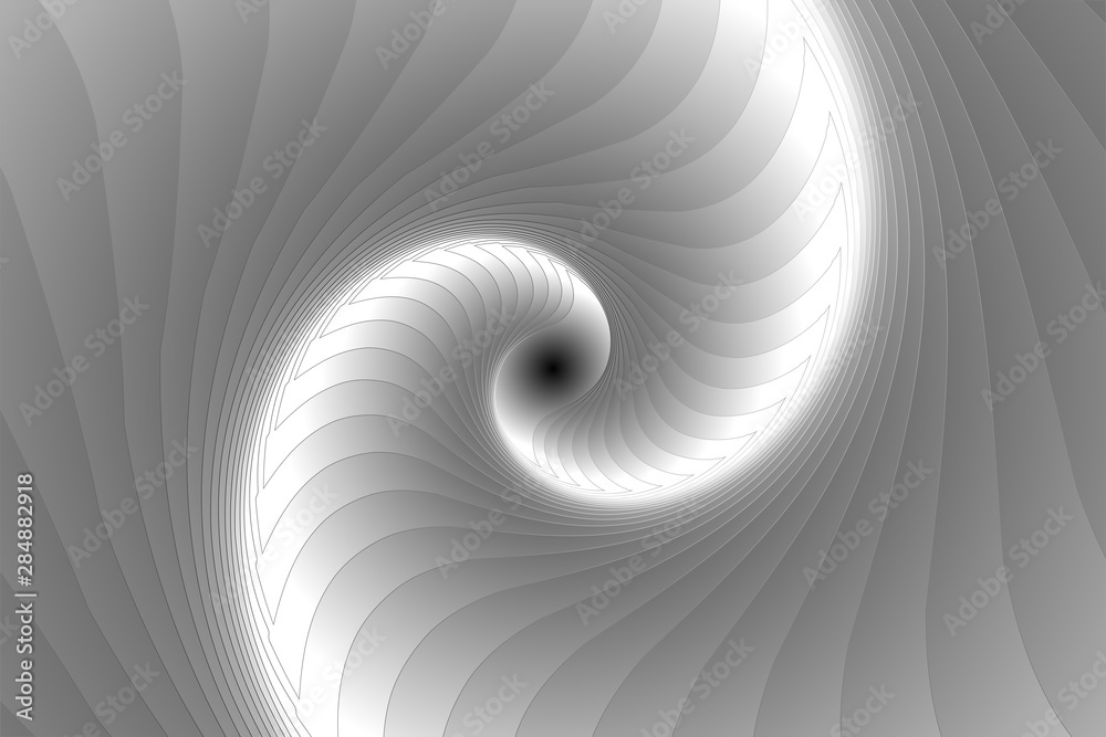 Infinite geometry fractal background of black and white spiral jigsaw puzzle - obrazy, fototapety, plakaty 