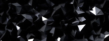 Black Gray Background With Crystals, Triangles. 3d Illustration, 3d Rendering.