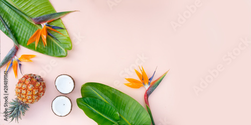 Summer flat lay scenery on white boards