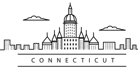 Connecticut city line icon. Element of USA states illustration icons. Signs, symbols can be used for web, logo, mobile app, UI, UX