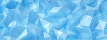 Blue, Turquoise Background With Crystals, Triangles. 3d Illustration, 3d Rendering.