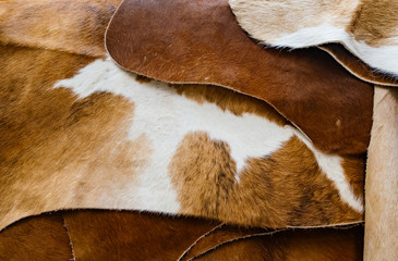 Pile brown rug cow leather