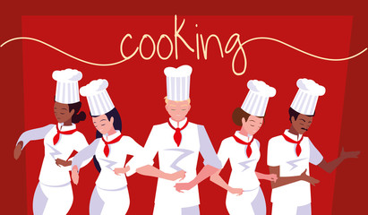 Wall Mural - group of professionals chef cooking