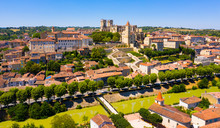 Panoramic View From The Drone On The City Auch. France