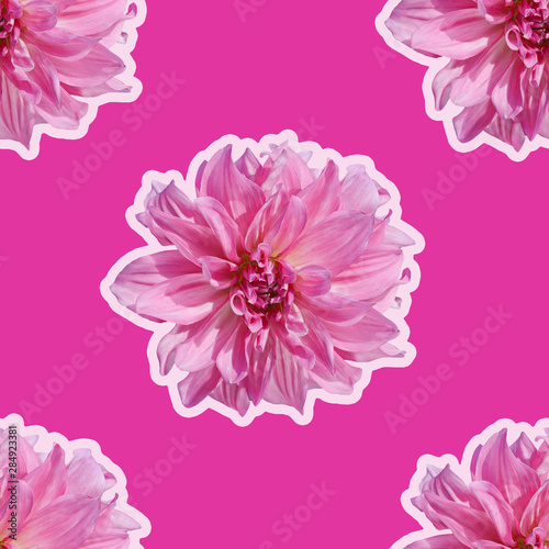 Floral seamless pattern made of pink flower on pink  background.