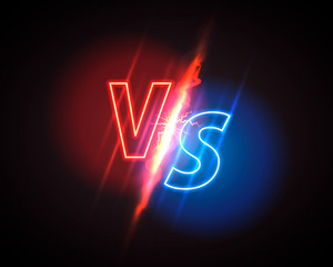 Wall Mural - Versus game cover, neon banner sport vs, team concept.