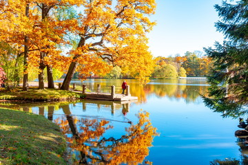 Catherine park in autumn, Tsarskoe Selo (Pushkin), St. Petersburg, Russia