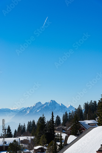 Majestic Unique Misty Blue Alpine Skyline Aerial Panorama Of Rigi