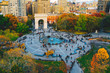 Aerial view of Washington square park in Greenwich village, lower Manhattan in New York city 