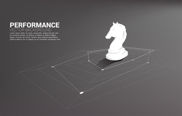 Poster - Silhouette of knight chess standing on spider chart. Concept of perfect recruitment. Human Resource. put the right man on the right job.