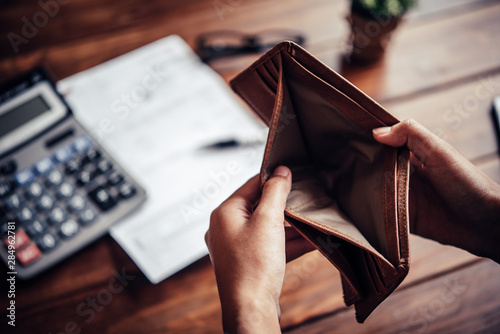 Fotomural Empty money in wallet, concept money deficit, money is not enough , Unemployment