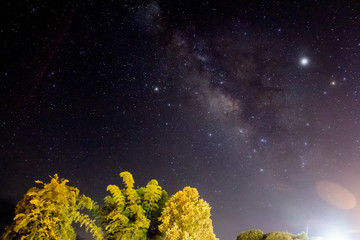 Wall Mural - stars and the milky way on mountain in the beautiful night sky .
