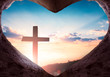© paul - Easter concept: Jesus Christ empty grave on the cross background