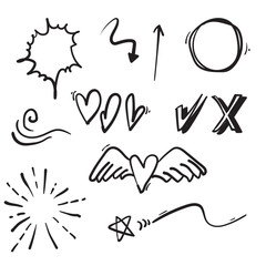Wall Mural - doodle various object collection handdrawn style
