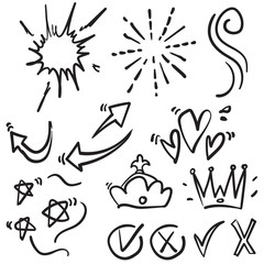 Wall Mural - doodle various object collection handdrawn style
