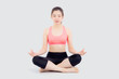 © NT_studio - Beautiful portrait young asian woman sitting yoga, asia girl health care with workout fitness relaxing with active exercise isolated on white background, healthy and wellbeing concept.