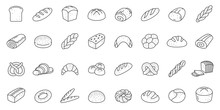Bread Bakery Baking Loaf Thin Line Icon Vector Set