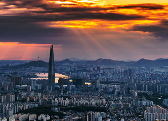 Wall Mural - view of city at night