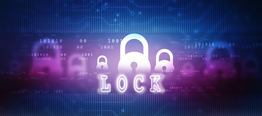 Poster - 2d illustration Safety concept: Closed Padlock on digital background