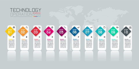 Wall Mural - Business infographic with ten steps.