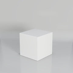 Poster - White cube on wall studio background. 3d rendering.
