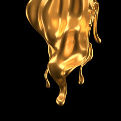  Luxury elegant splash liquid gold. 3d illustration, 3d rendering.