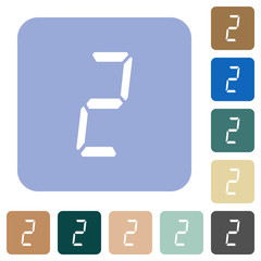 Wall Mural - digital number two of seven segment type rounded square flat icons