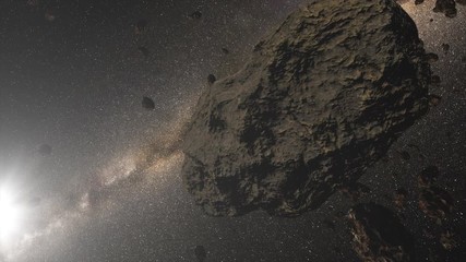 Wall Mural - big flying asteroid. real space in 4k
