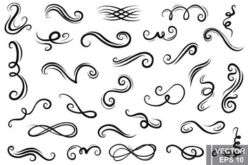 Curlicues. For the design of holiday cards. Lines. Zigzag. Wedding invitations.