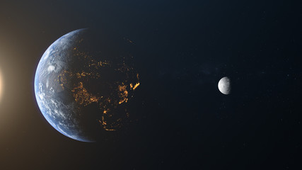 Wall Mural - asia china earth moon sun background