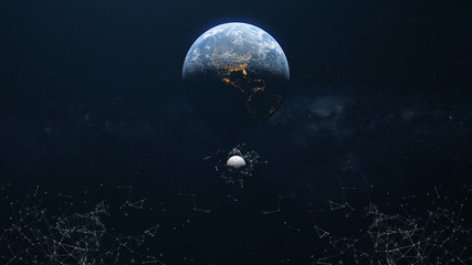 Wall Mural - earth and moon plexus 2 background