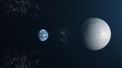 Wall Mural - earth and moon plexus moon right background