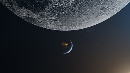 Wall Mural - moon earth sun background