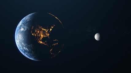 Wall Mural - america earth moon background