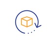 Delivery parcel sign. Return package line icon. Cargo goods box symbol. Colorful outline concept. Blue and orange thin line return package icon. Vector
