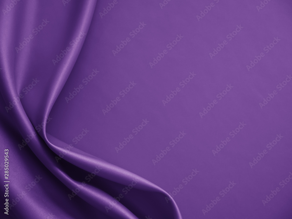 Beautiful smooth elegant wavy violet purple satin silk luxury cloth fabric texture, abstract background design. Card or banner. - obrazy, fototapety, plakaty 