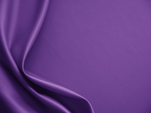 Beautiful Smooth Elegant Wavy Violet Purple Satin Silk Luxury Cloth Fabric Texture, Abstract Background Design. Card Or Banner.