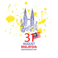 Malaysia independence day. Greeting card.