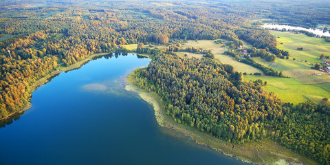 Wall Mural - Aerial landscape from the drone - Masuria lake district in Poland