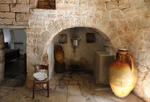 Interior Of A Traditional Trullo House In Alberobello, Italy