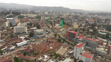 drone shot of mosque in mercato neighborhood in addis ababa, islam religion in ethiopia